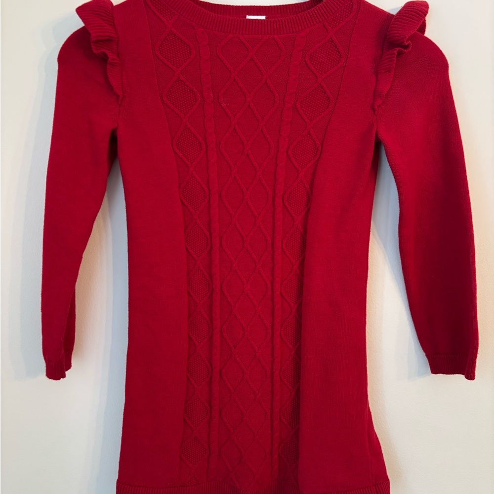 Carter's Red Crew Neck Dress with Feminine Ruffle Accents